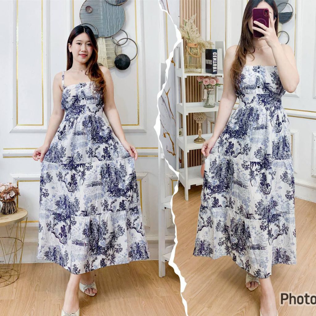 Longdress Noemi / Daster bali tali satu / baju wanita / baju tidur / daster bahan rayon