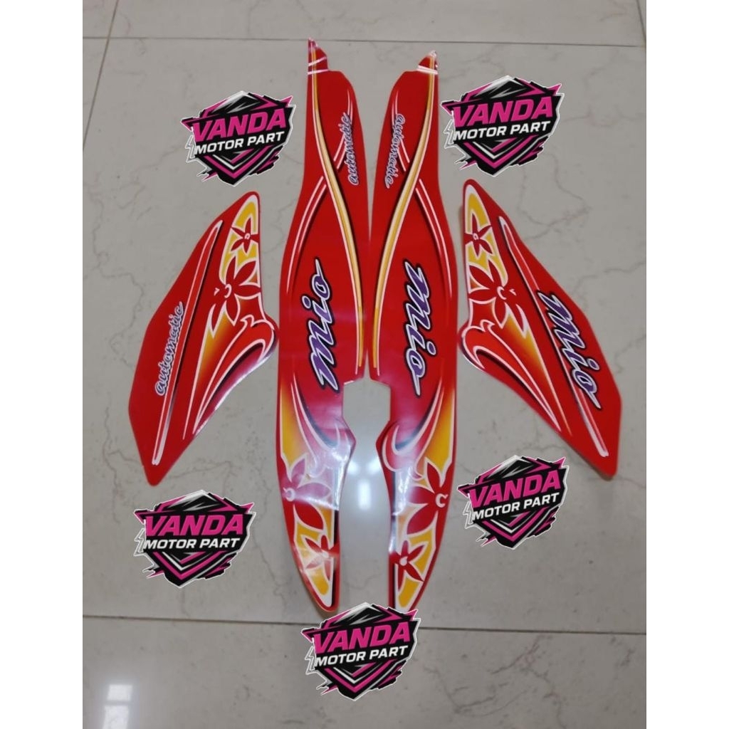 Termurah Striping Stiker Mio Sporty Merah Motif Bunga