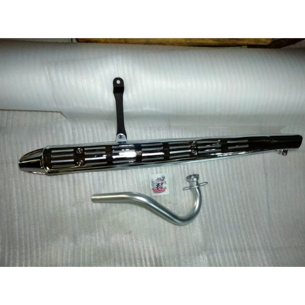 knalpot scrambbler model honda cl90 chrome +siver hightemp