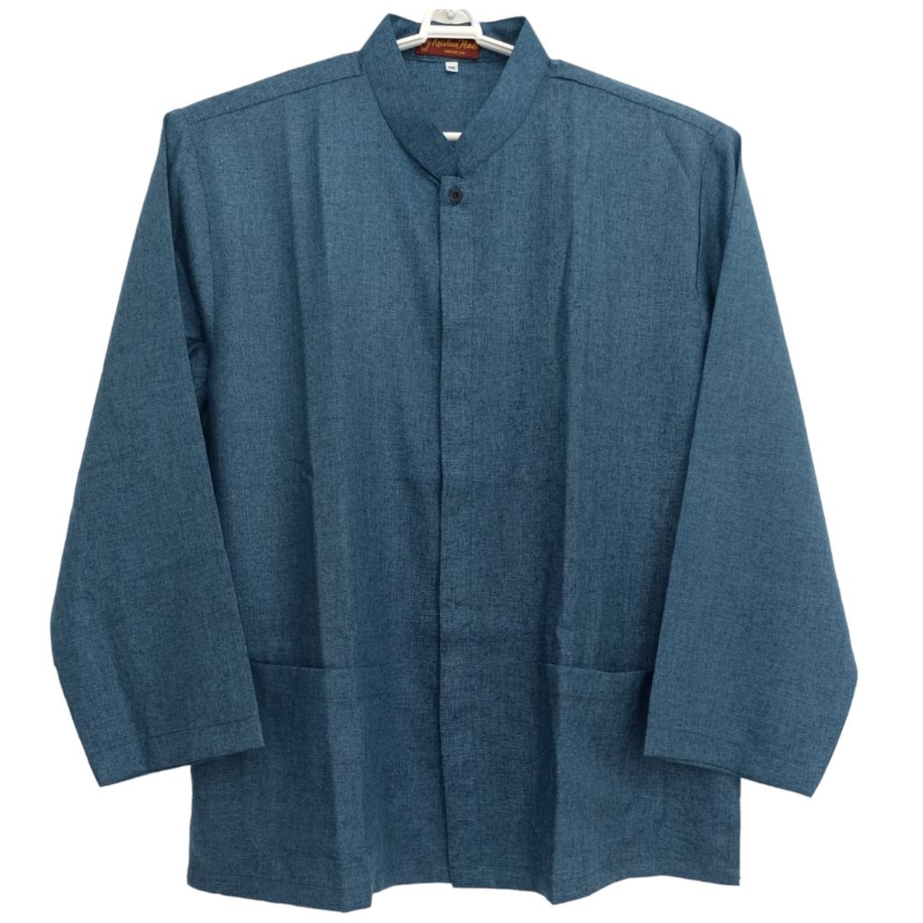 Koko lengan panjang warna biru tosca bahan katun ukuran jumbo 4L 5L