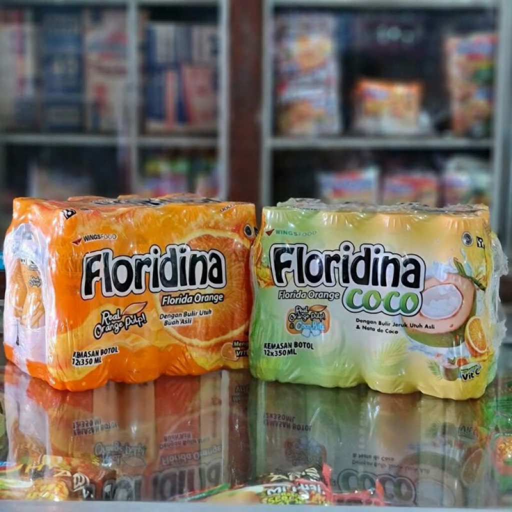 FLORIDINA Isi 12 Botol Floridina Jus Jeruk, Kelapa Segar 350ml - Vitamin C, Halal