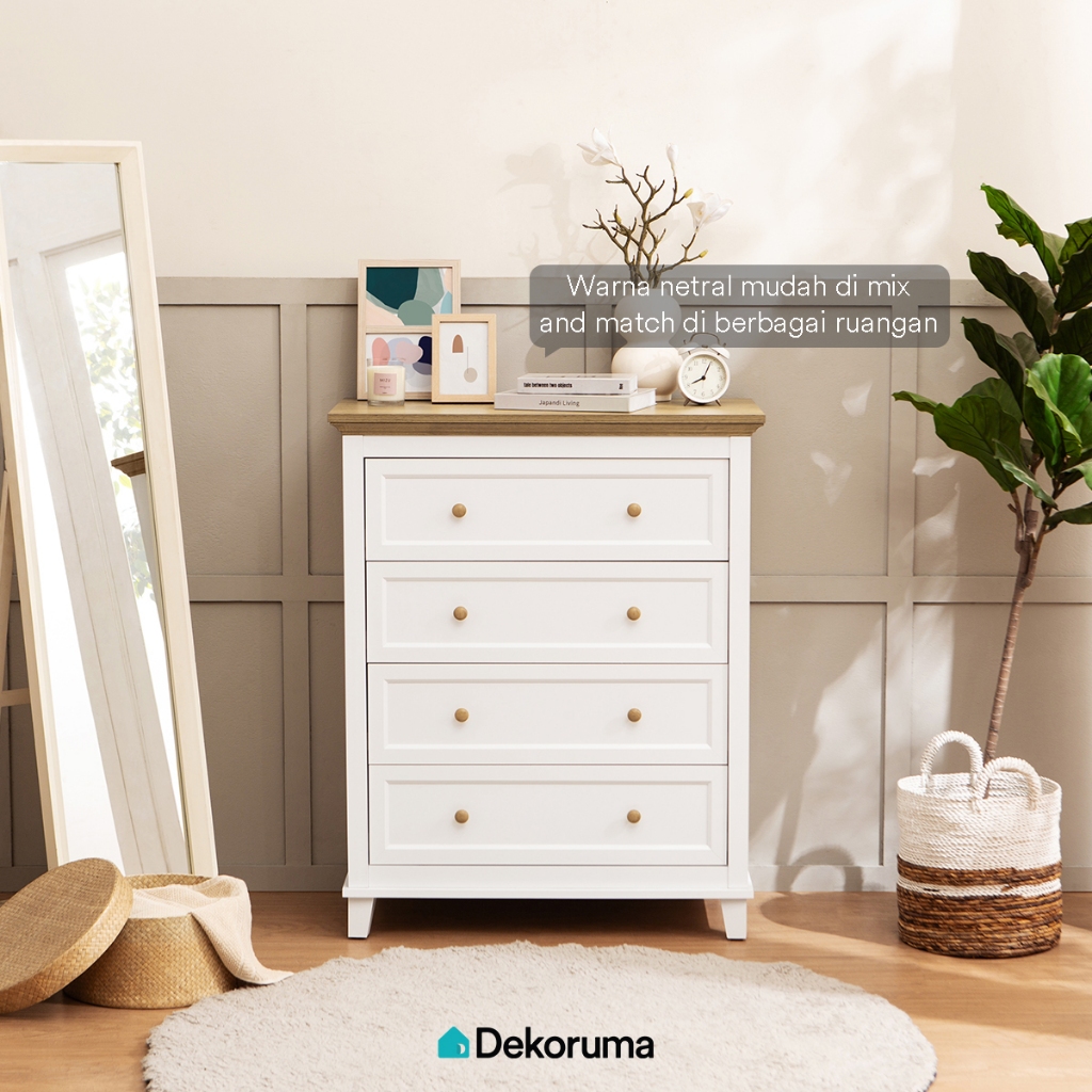 Dekoruma KANOU Lemari Laci Kayu 4 Susun / Drawer 4 Pintu