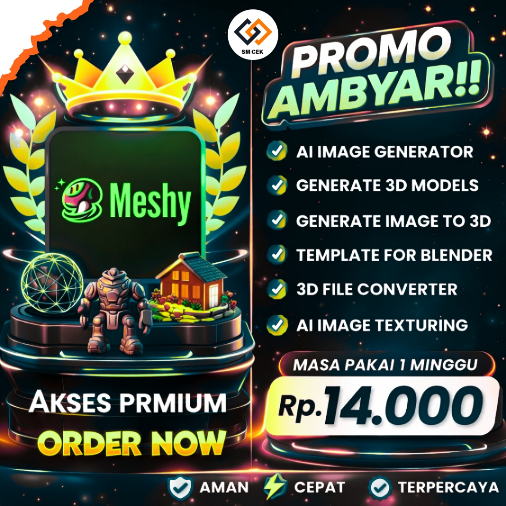 MESHY AI : Generate 3D Animasi AI, Editable on Blender Atau Software Animasi Lain