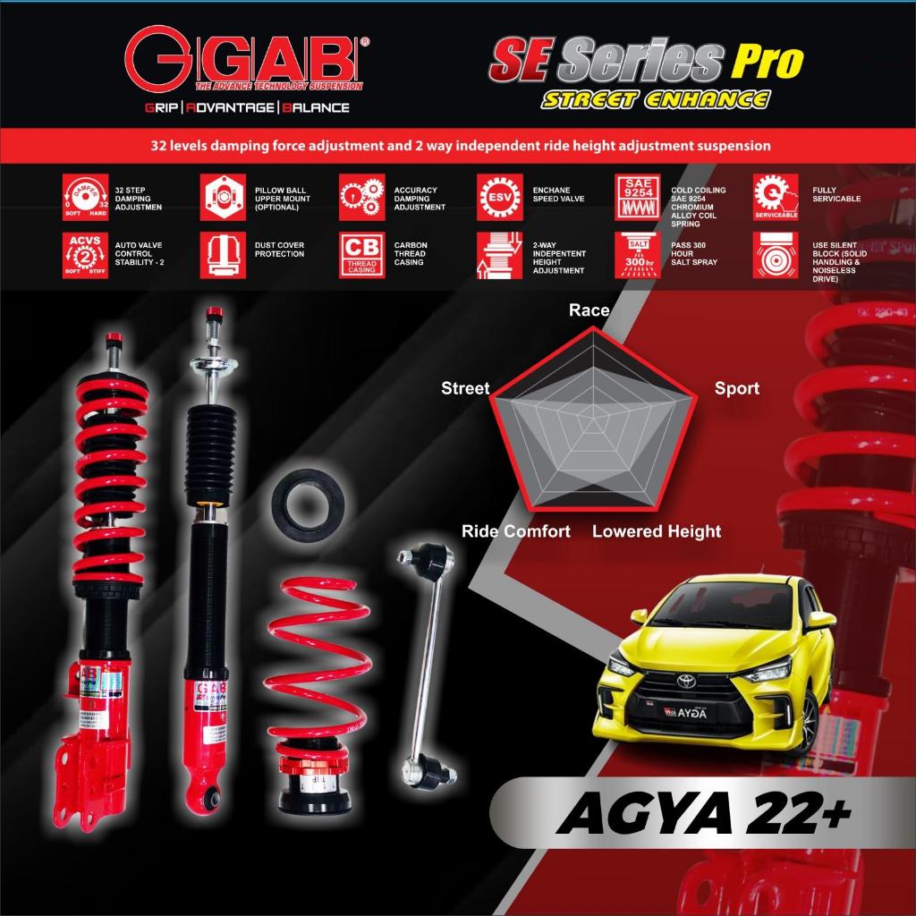 Aksesoris Suspensi Shockbreaker Per Coilover GAB SE Series Toyota ALL New AGYA AYLA GR 2023+