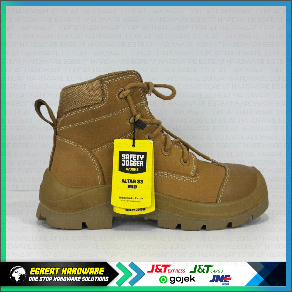 (BARANG READY / BUKAN PO) SAFETY SHOES; MID CUT, COMPOSITE, ESD; ALTAR S3 MID, CAMEL; SAFETY JOGGER