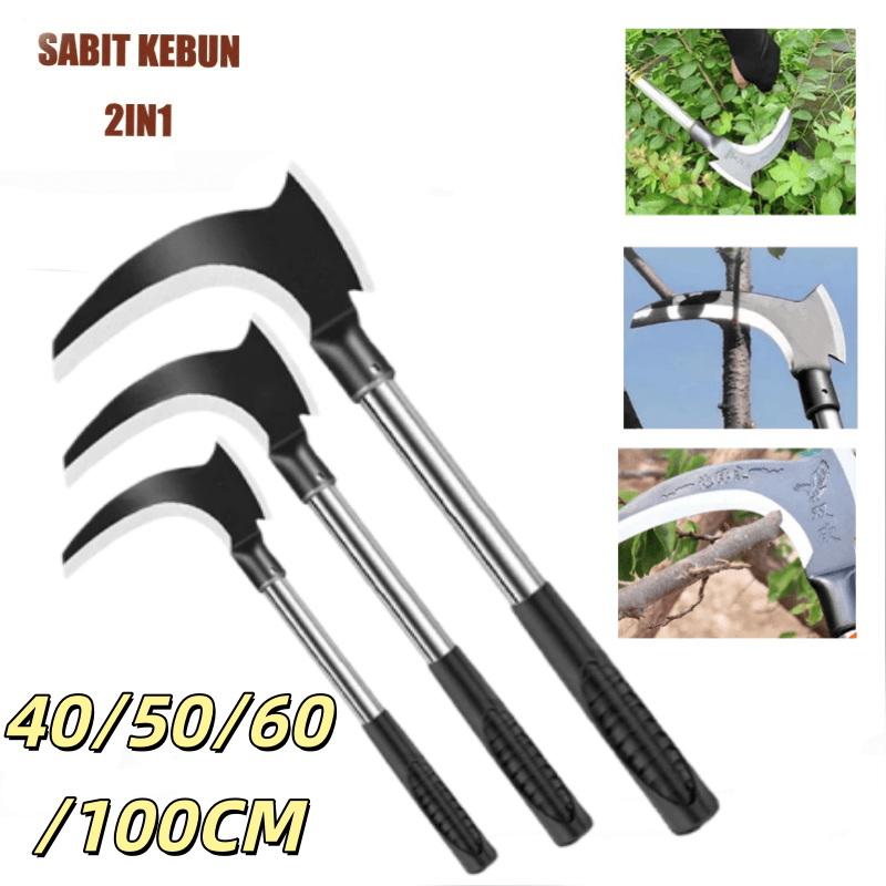Ukuran besar Alat Sabit Kapak Ganda Baja/Sabit Ranting Pohon/ Sabit Rumput/ Padi Pembelah Bambu Pema