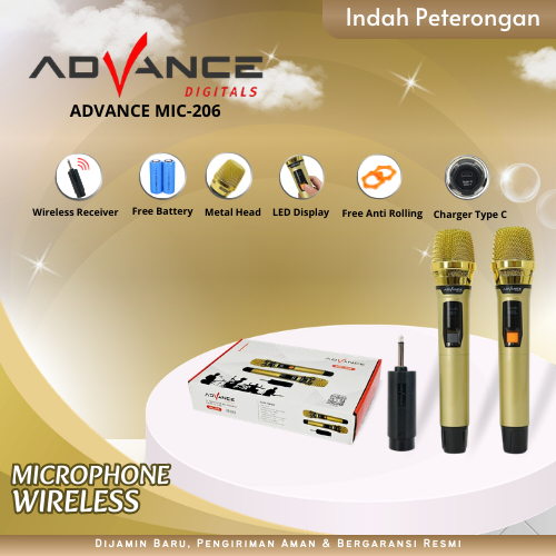 Mikrofon wireless Advance 206 microphone tanpa kabel