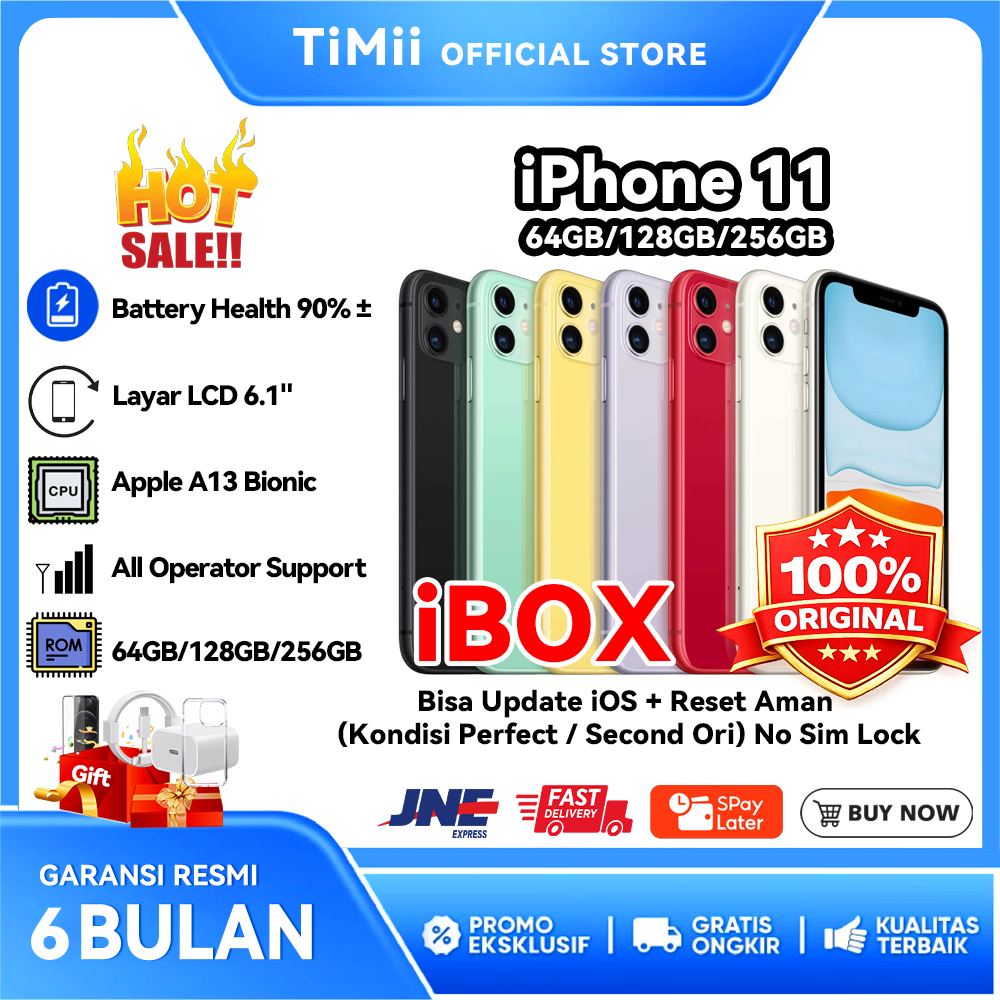 iPhone 11 iBox Original 64GB 128GB 256GB Second Bekas Fullset Mulus Good Condition BH90%++ Inter Unl