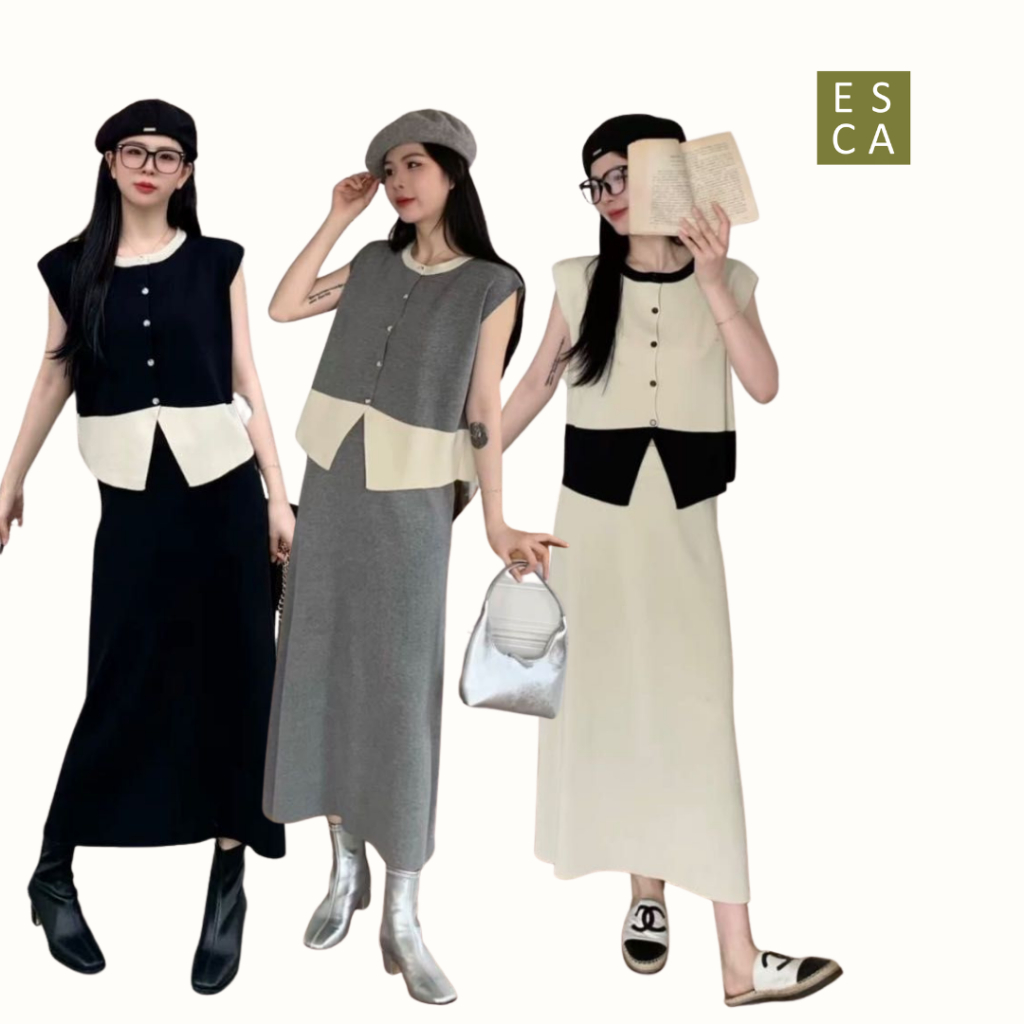 One Set - Baju Kardigan dan Rok Knit/Rajut Premium - Setelan Kardigan Rok Skirt Knit/Rajut - Celine 