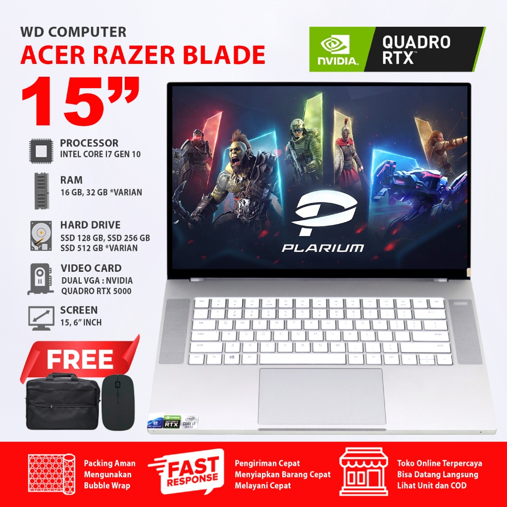 Laptop Razer Blade 15 Touchscreen Core I7 Gen 10 I Ram 16 Gb Ssd 512 Gb I Nvidia Quadro RTX5000