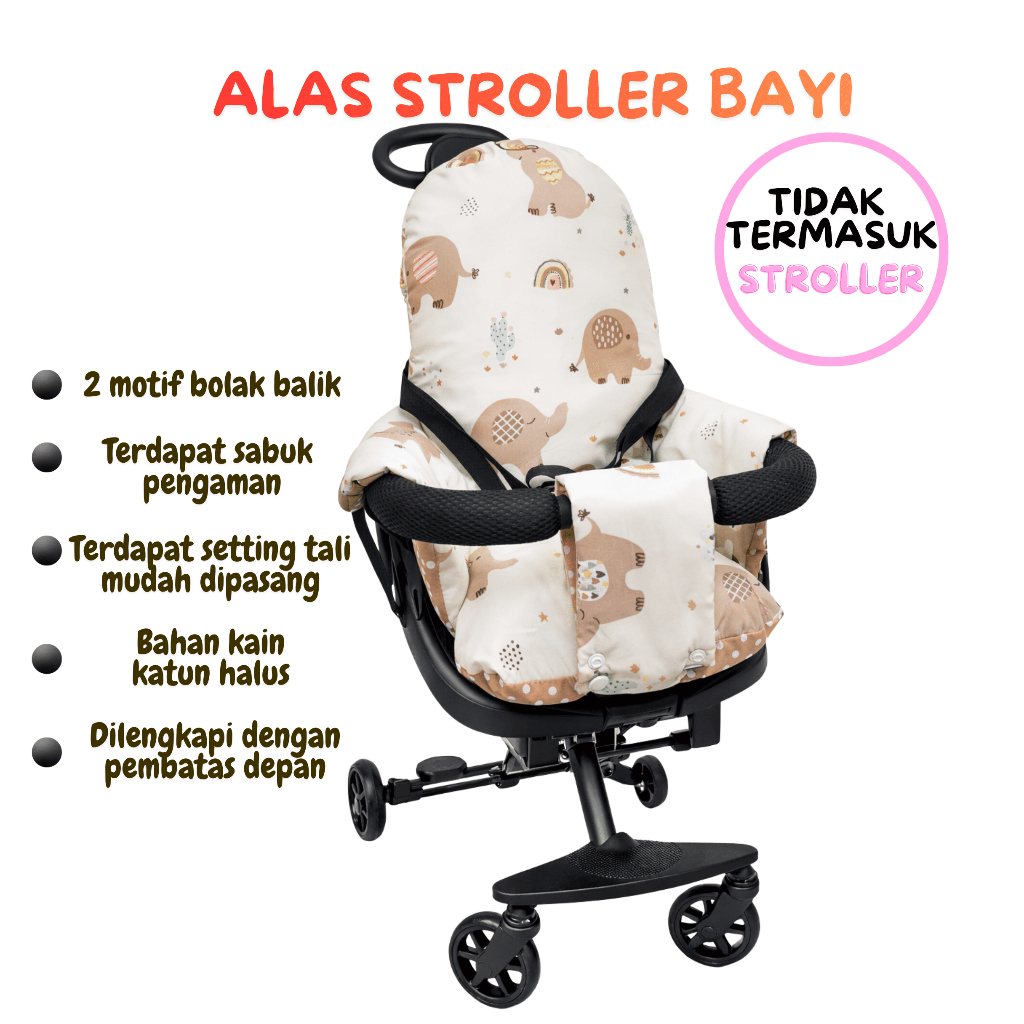 Abeekids alas stroller bayi magic stroller free seatbelt pembatas depan motif bolak balik