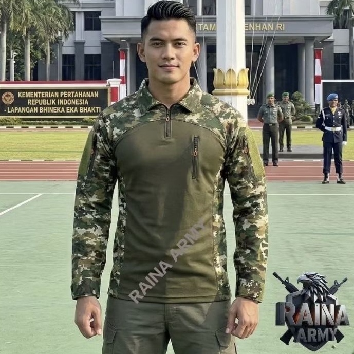 kaos bdu scuba kaos tactical bdu kaos t-shirt pria camoflase outdoor loreng linud kostrad sage green