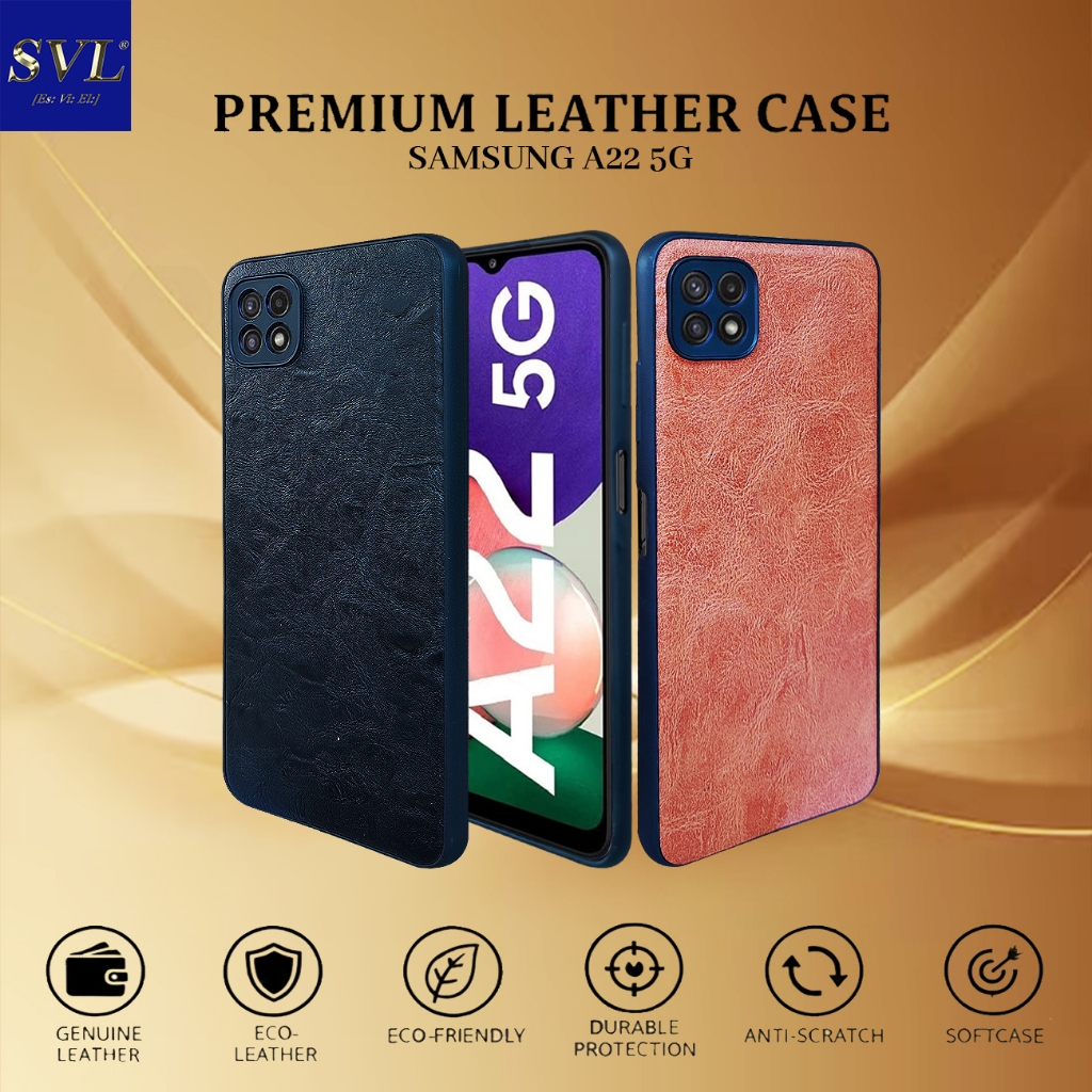 [ CUCI GUDANG ] Casing Hp Samsung A22 5G Premium Leather Case Softcase Casing Kulit Slim Cover