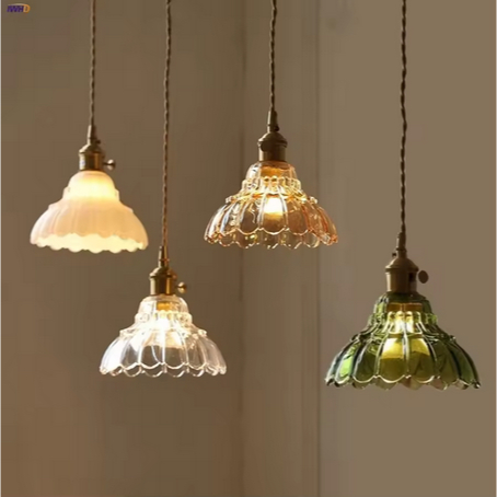 Lampu Gantung LED Vintage untuk Dekorasi Rumah Lampu Gantung Kaca Bergaya Loteng dengan Tombol Sakla
