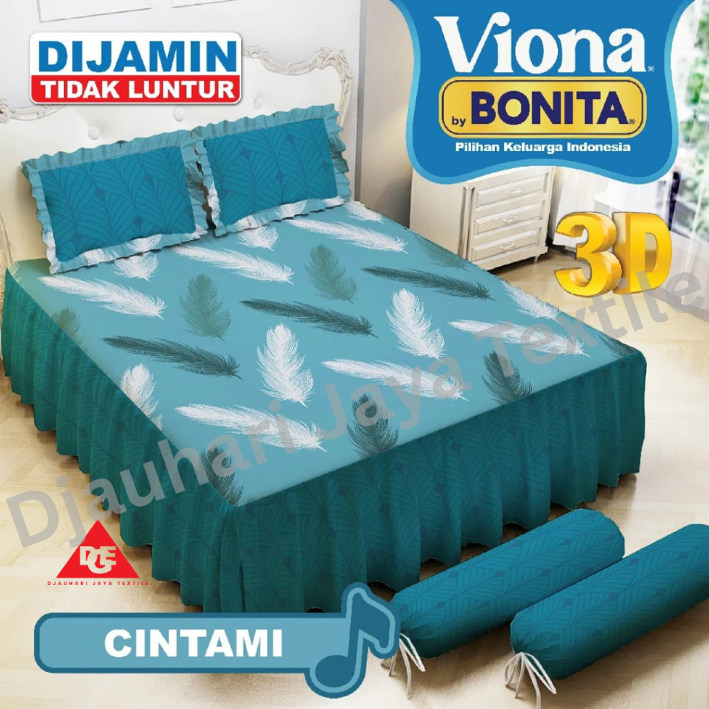Sprei Viona By Bonita Rumbai Ukuran 180x200 cm Motif Bunga Warna Biru