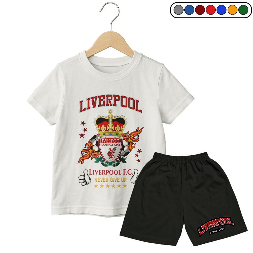 Setelan kaos Liverpool Anak Baju Kaos Anak Club Bola Liverpool Bahan Lembut Umur 2 - 13 Tahun