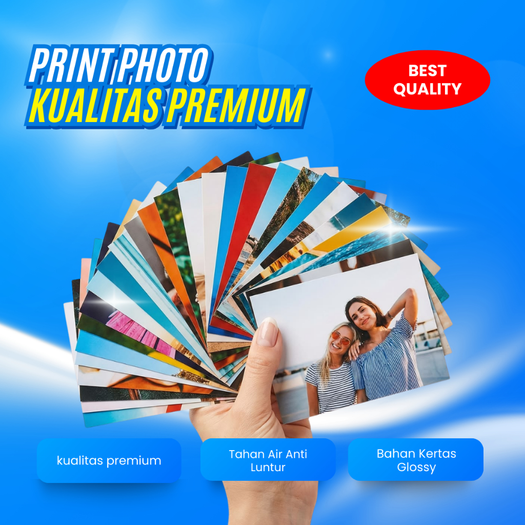 Cetak Foto Premium Kertas Glossy Anti Luntur / Cuci Print Photo Custom Ukuran 3R 4R 5R 10R 12R