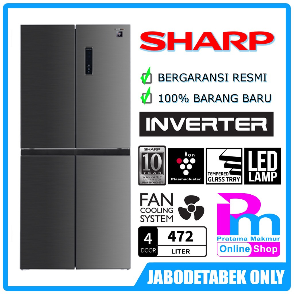 Kulkas SHARP 4 Pintu SJ-IF50PMA-DS New Queen Series SJ-IF50PM-DS / PMA-DS