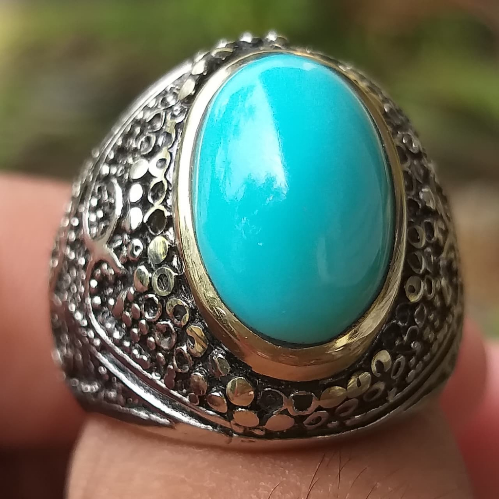 Batu Akik Pirus Mesir Asli Polos Biru Muda Mulus Rapi Bersih Klimis Solid Porselen Berwibawa Mewah I