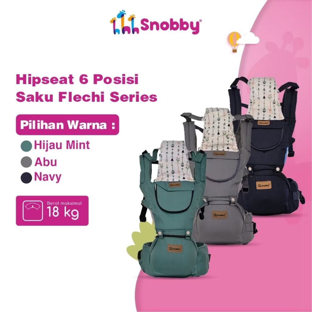 Snobby Gendongan Hipseat 6 Posisi + saku sirkulasi Flechi
