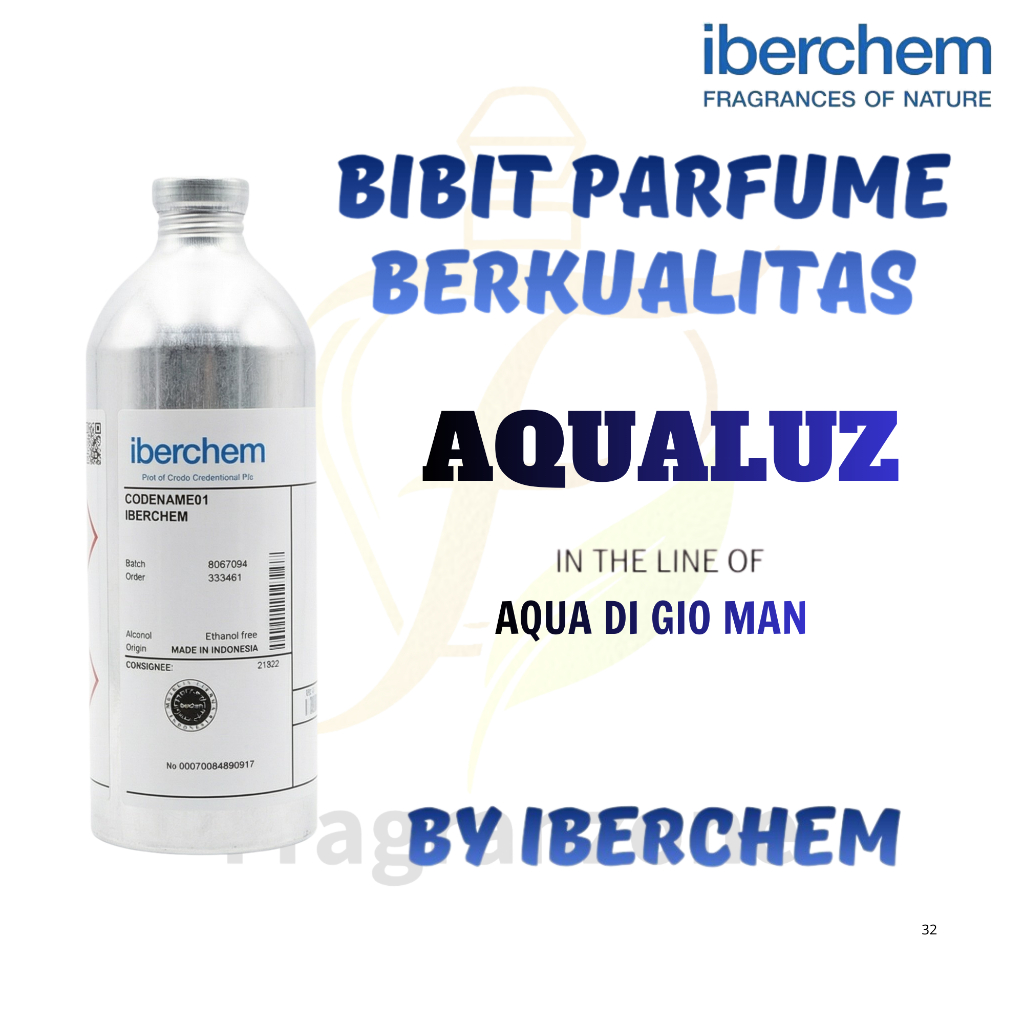 IBERCHEM - Bibit Parfum Murni | AQUALUZ - Searah aqua d gio men | Kemasan Segel Pabrik (1kg) & Repac