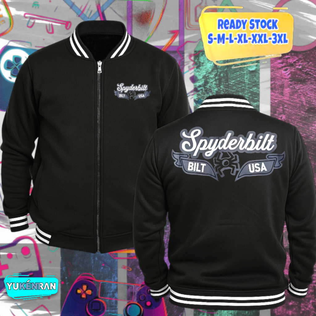 VARSITY JAKET STREETWEAR CASUAL SPYDERBILT USA DESIGN SIMPLE TRENDY BAHAN PREMIUM COTTON