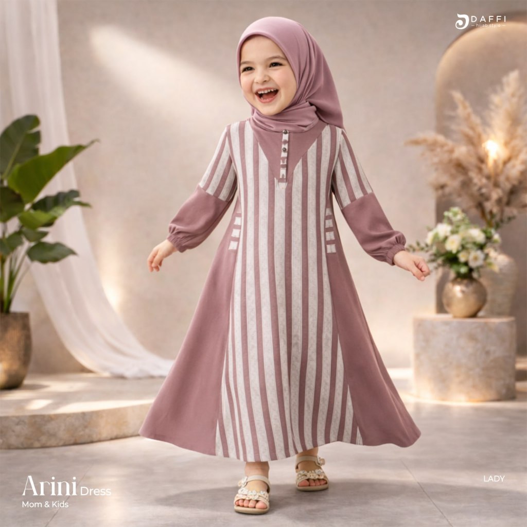 Daffi Hijab Arini Dress Kids - Gamis Anak Motif Terbaru - Dress Anak  Linen Slarry