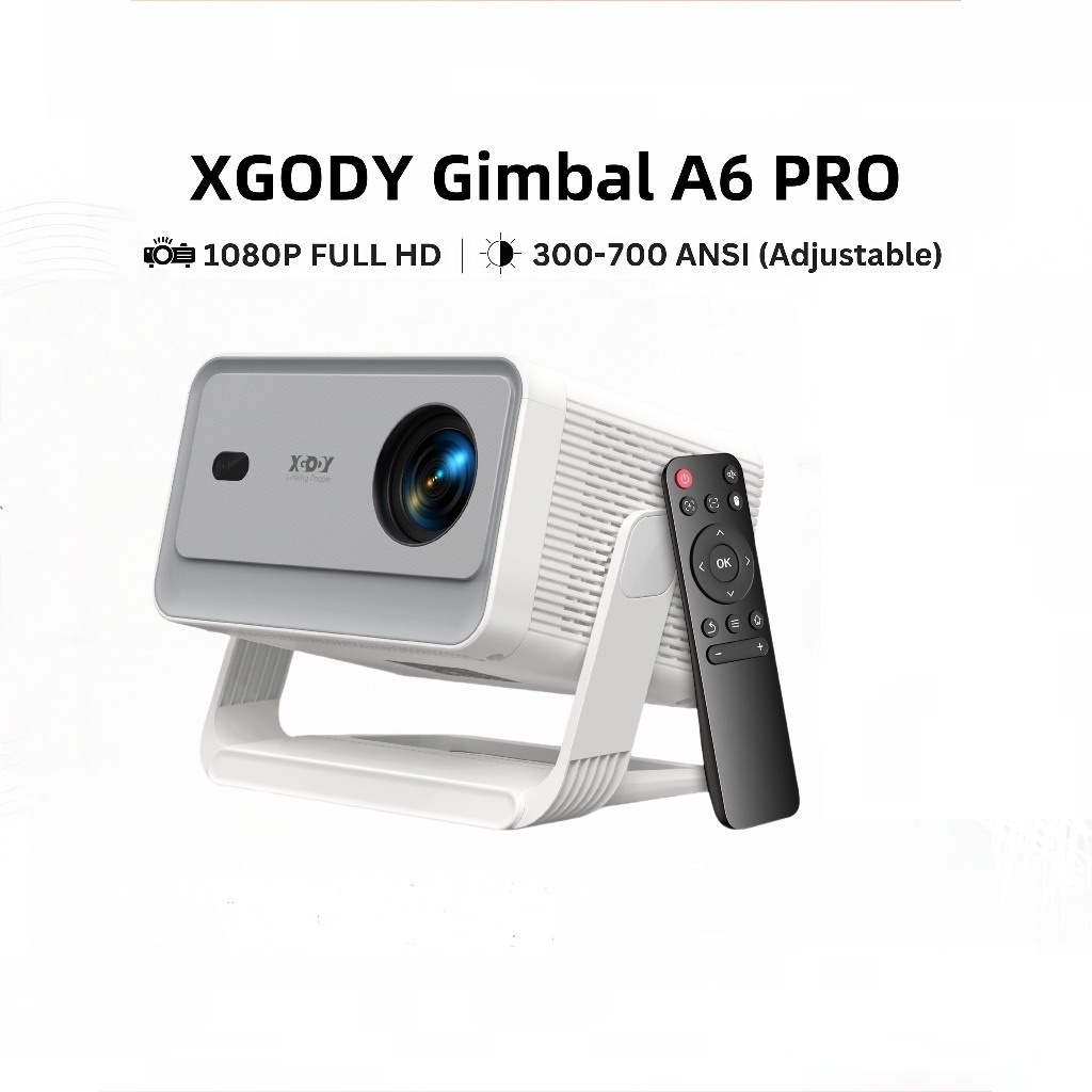 SMART PROYEKTOR X-GODY GIMBAL A6 PRO ANDROID 14 INTERNAL 32GB (BARU BERSEGEL)
