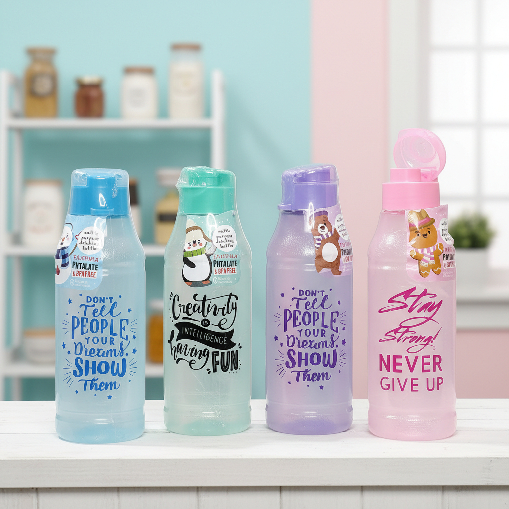 Botol Minum Segi Warna Unik 550ml Anti Bocor BPA Free Botol Air Minum Sport Anak Dewasa Estetik Souv