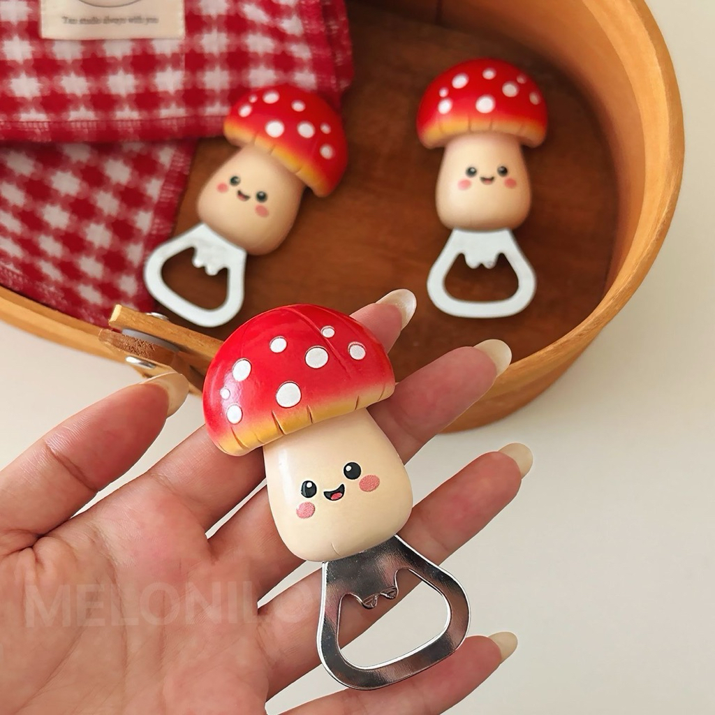 Melonilo A16 Pembuka Botol Magnet Kulkas Tempelan Kulkas Magnet Dekorasi Kulkas Motif Lucu Jamur Gan