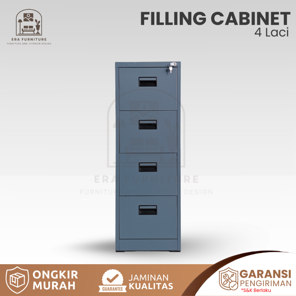 Era Furniture - Filing Cabinet Besi 4 Laci Lemari Arsip Besi Laci Penyimpanan Lemari Kantor Arsip [ 