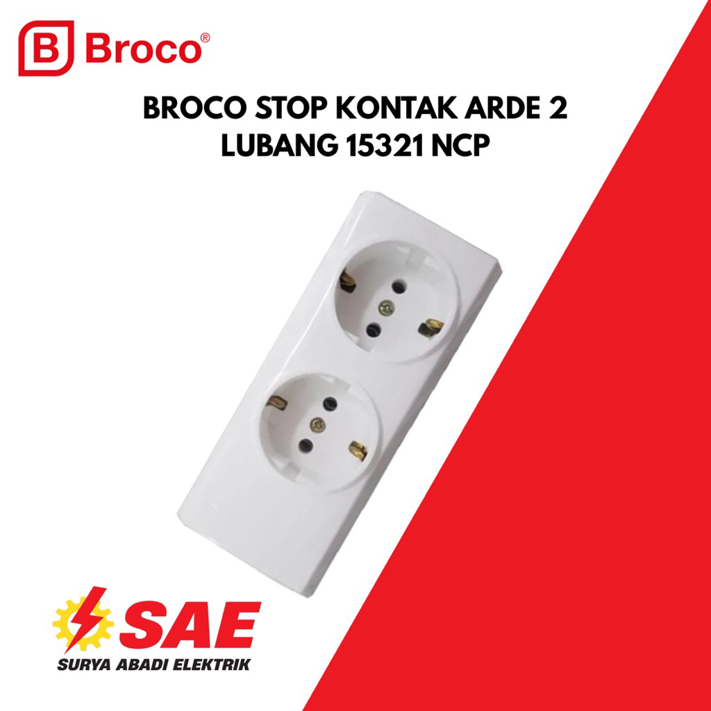 Stop Kontak 2 /3 /4 Lubang Broco Putih (15321 15330 15340 NCP) Miring Socket Terminal Kuningan 2P Co
