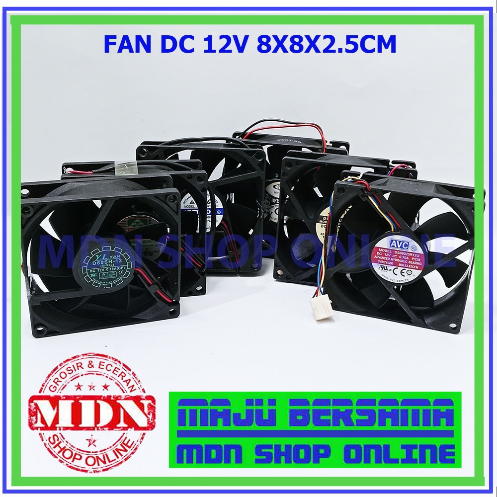 Kipas Fan Dc 12V 8cm 8x8x2.5cm bekas copotan