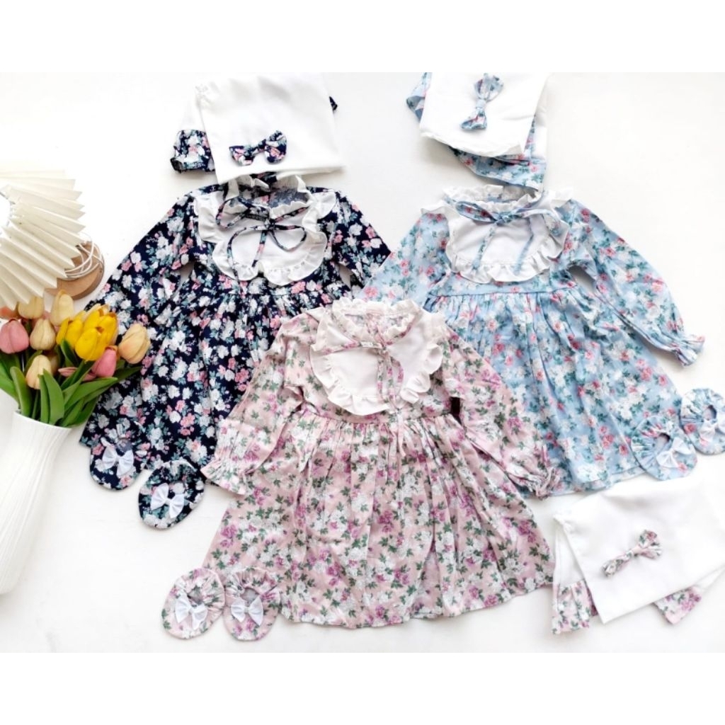 GAMIS BAYI PEREMPUAN 0-6BULAN/GAMIS ANAK PEREMPUAN/GAMIS BAYI SATU SET/nk gamis garden