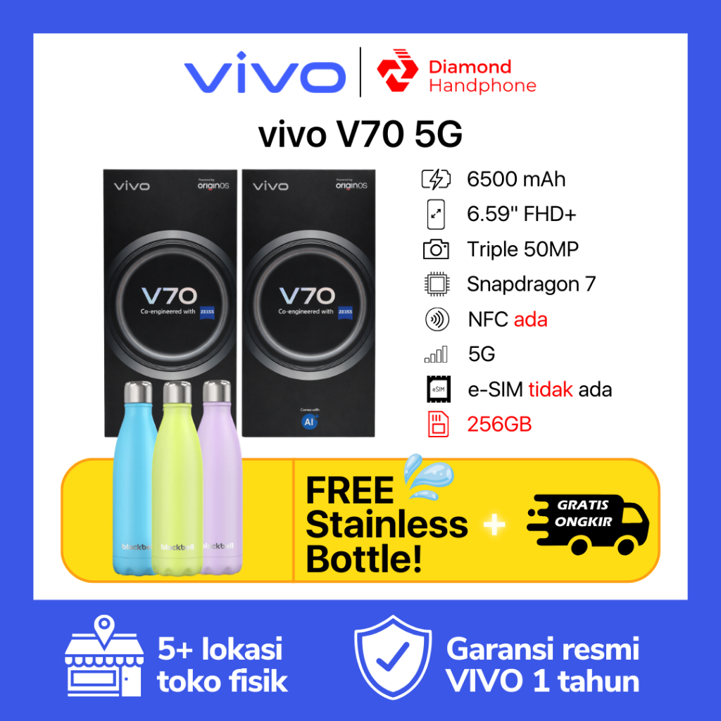 Vivo V70 5G 12/256 12/256GB 12GB 256GB Garansi Resmi