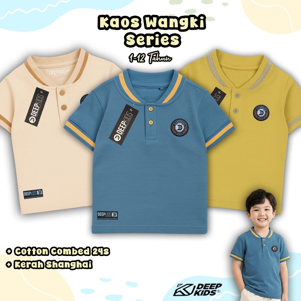 Deepkids Kaos Anak Laki-Laki Wangki Usia 1-12 Tahun Bahan Cotton Combed 24s Strech Premium