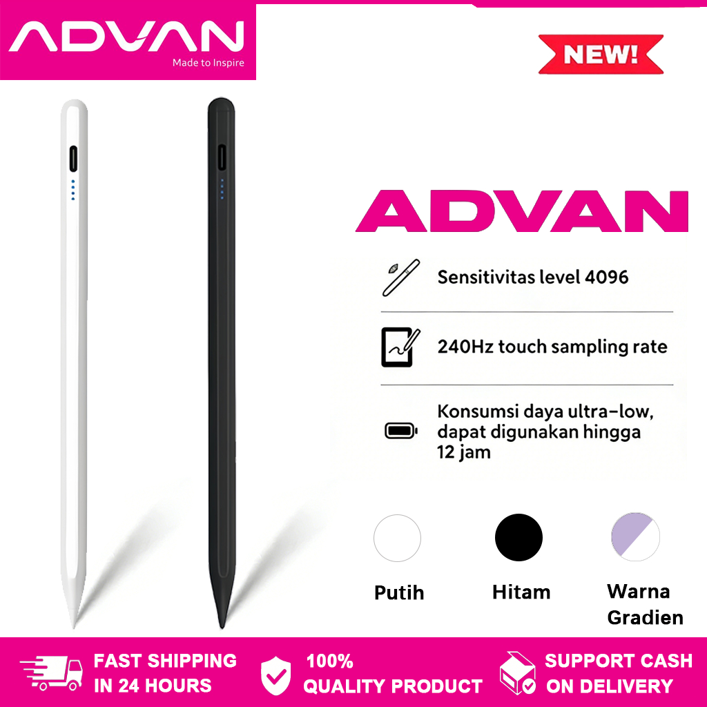 [100% ori] Advan Stylus Pen Universal Compatible for iPad Samsung Huawei IOS /Android Tablet Pencil 
