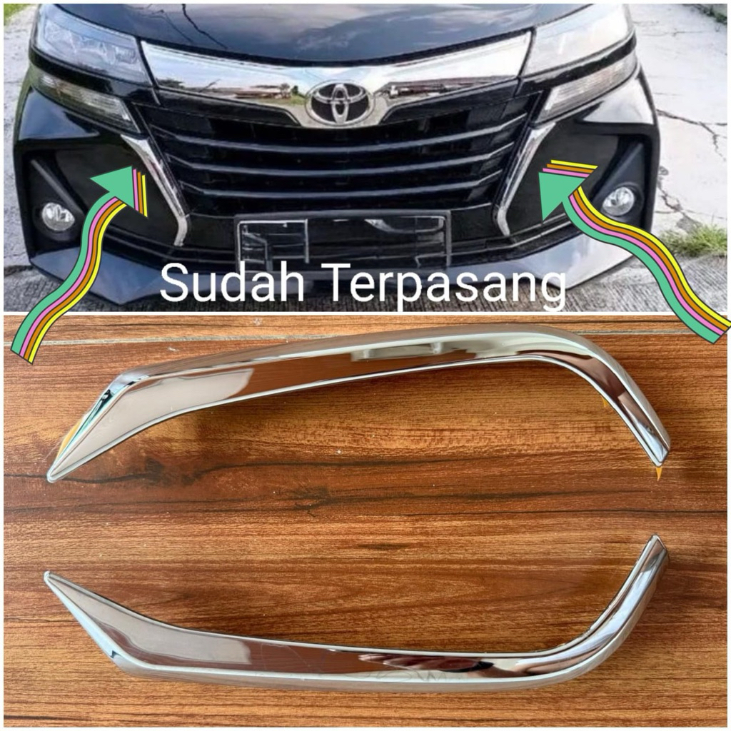 Lis Chrome Bumper Depan Depan Toyota Avanza 2019 - 2021 ||  Garnish Chrome Bumper Depan Daihatsu Xen