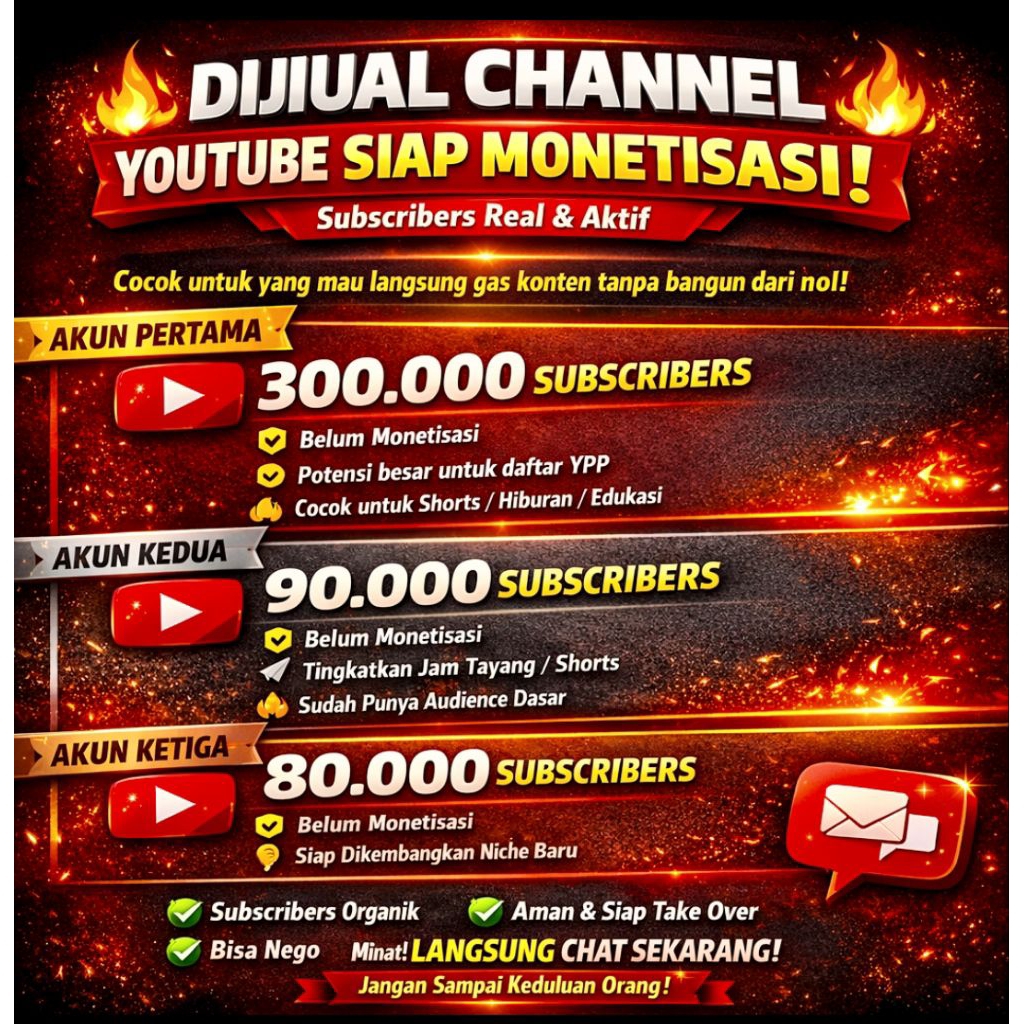 JUAL CHANNEL YOUTUBE SUBSCRIBE BESAR