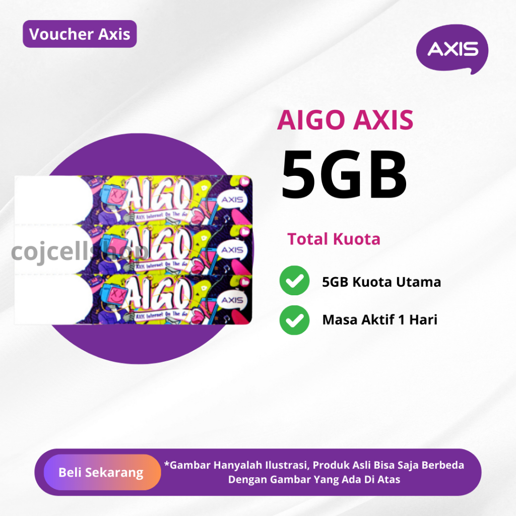 Voucher Kuota AXIS Aigo 5GB 1 Hari Full 24 JAM - Voucher Kuota Axis 5GB 1 Hari Full 24 JAM - Paket D