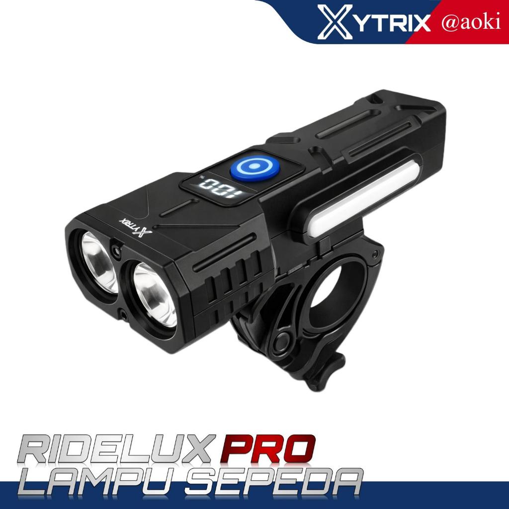 Lampu Sepeda : RIDEX 500LM 2000mAh IPX4, RIDELUX PRO 1200–3000LM IPX4, ROADFORCE 800LM 3200mAh IPX4 