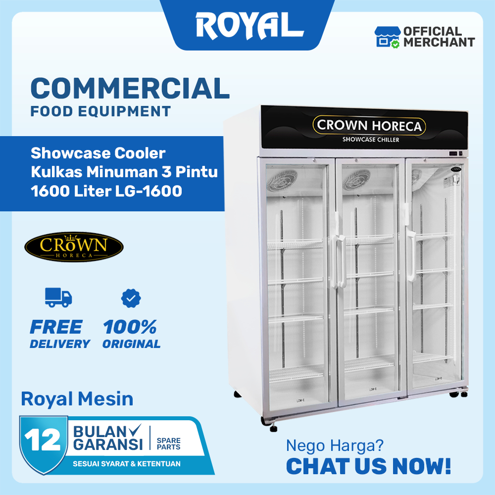 Showcase Chiller atau Kulkas Minuman 2 Pintu CROWN LG-1600