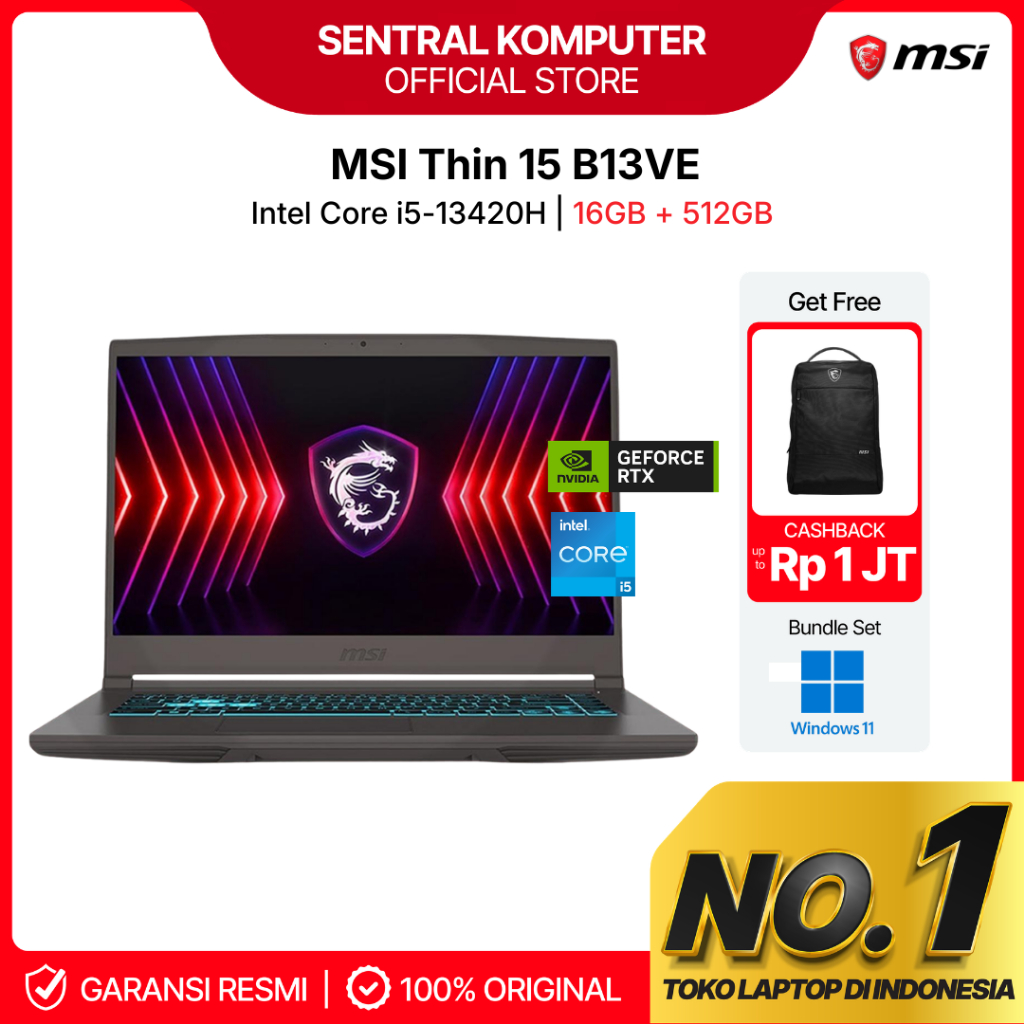 MSI THIN 15 B13VE GeForce RTX 4050 - I5 13420H 16GB 512GB 144Hz 15.6FHD