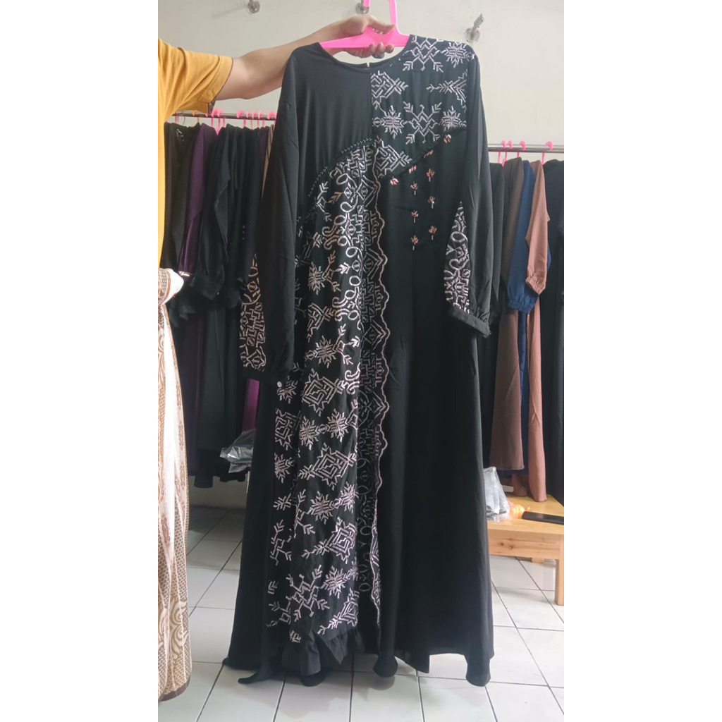 gamis lebaran zenas jumbo payet dan bordir size XXXXL