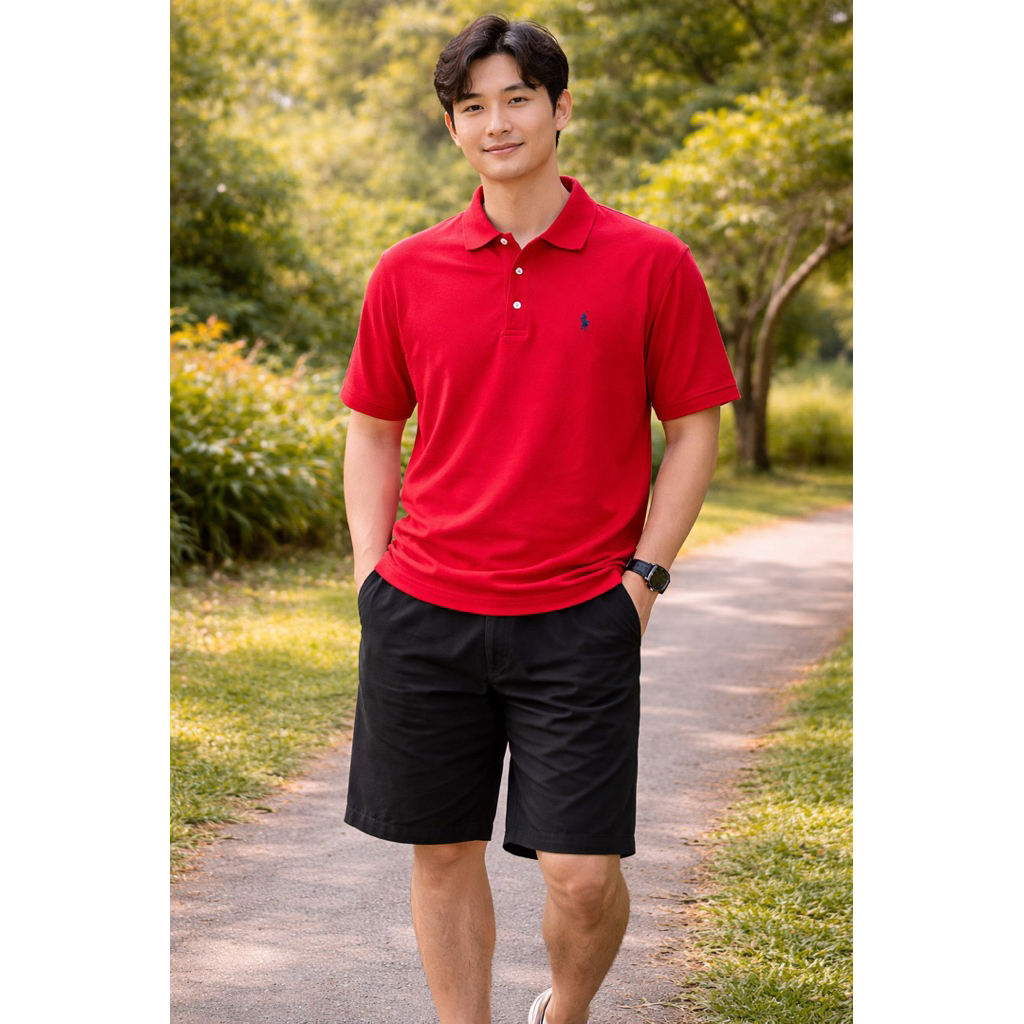 kemeja polo golf Merah pria preloved