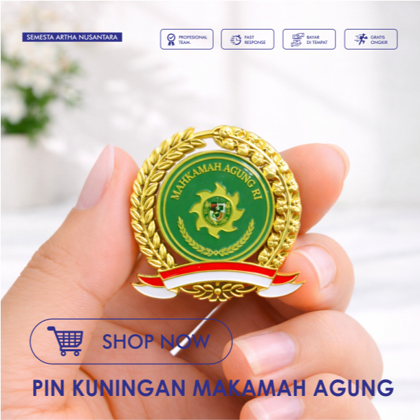 Pin bross pin MAKAMAH AGUNG padi kapas bendera merah putih peniti Magnet