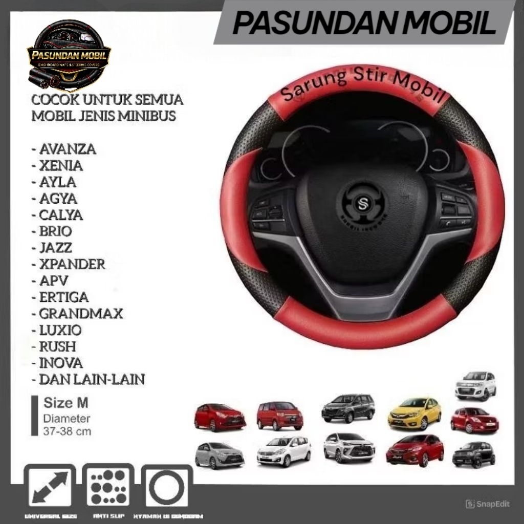 Sarung Stir Mobil Untuk Semua Jenis Mobil Minibus, Cover Stir Mobil Avanza, Xenia, Calya, Ayla Ukura