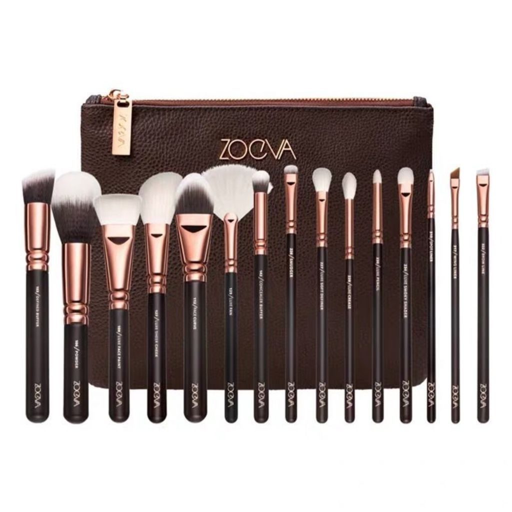ZOEVA Cosmetics 15pcs Makeup Beauty Brush Set with Cosmetic Bag Pouch