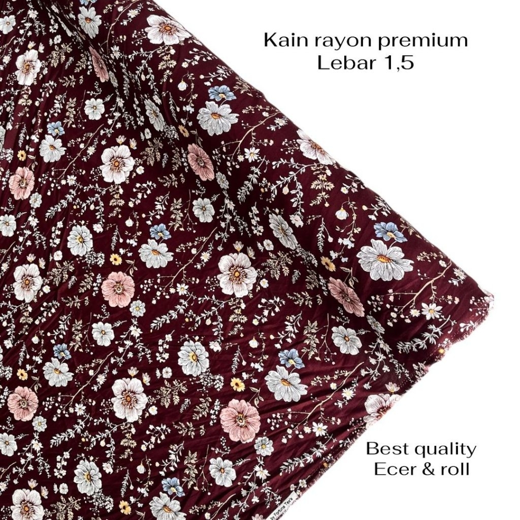[ 0.5 Meter ] Kain Katun Rayon Motif Viscose Premium import Terbaru _Kain Rayon Eceran_Kain Rayon Pr