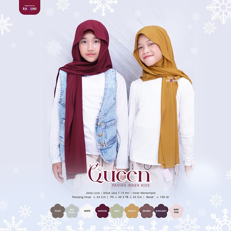 Queen Pastan Inner Kids Hijab Jilbab Instan Anak Original RA QUMI Jersey Lycra Premium Lembut Adem I